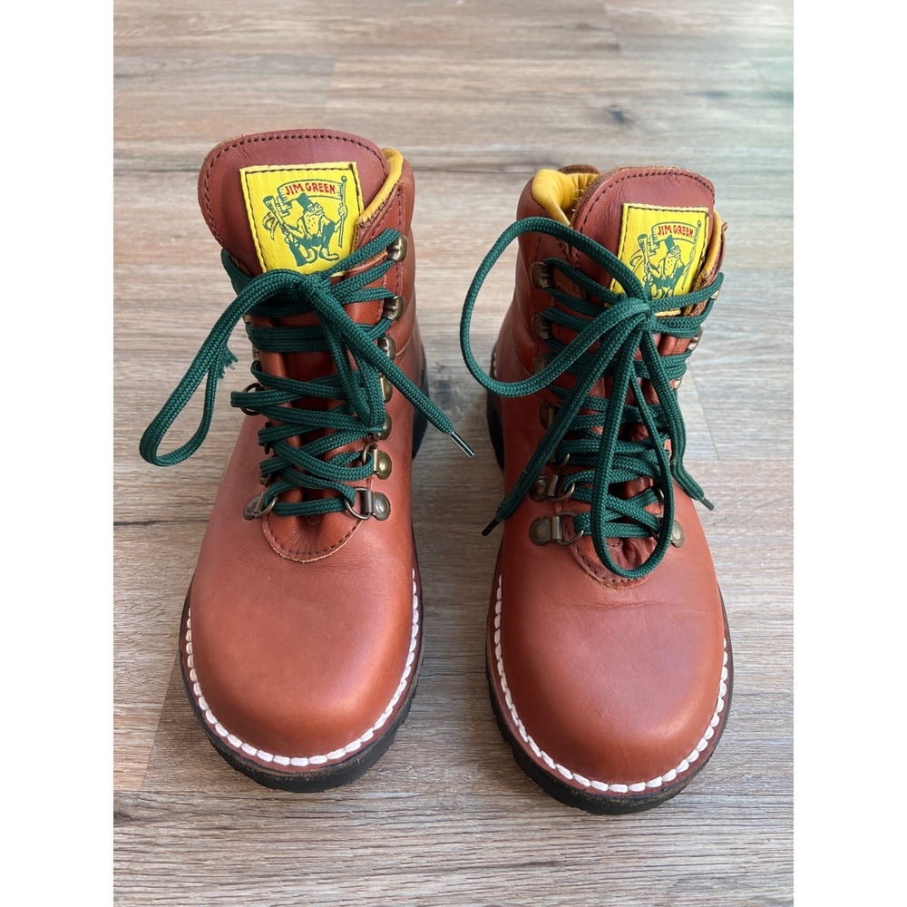 Jim Green Razorback Boots Men's Size 7 Full Grain Leather Brown Work Hiking